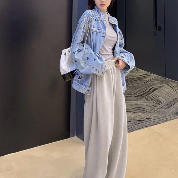 SANDRO - Denim Embellished Jacket - Picture 11 of 14